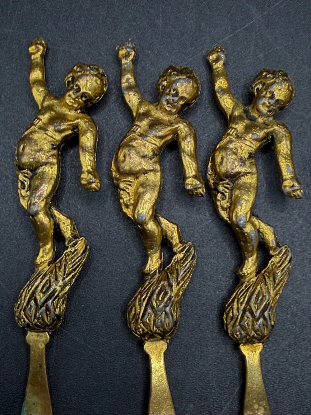 Vintage Cherub Cocktail Forks Mid Century Ornate Baroque Appetizer Utensils Set5
